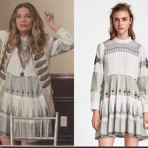 Zara Woman Embroidered White Boho Dress Size Large